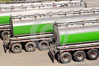 Automotive fuel tankers shipping fuel, logistics truck, oil, power Stock Photo