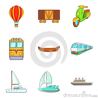 Automotive icons set, cartoon style Vector Illustration