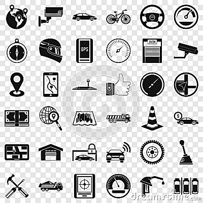 Automotive icons set, simple style Vector Illustration