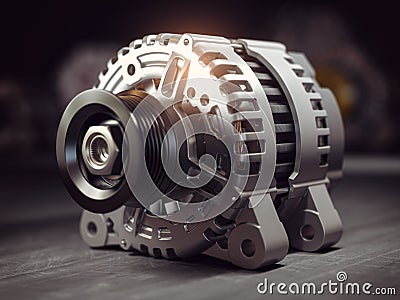 Automotive power generating alternator, generator. Car parts and car repair service Cartoon Illustration