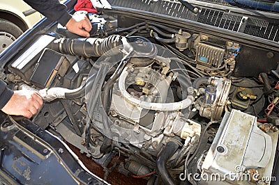 One who repairs cars Stock Photo