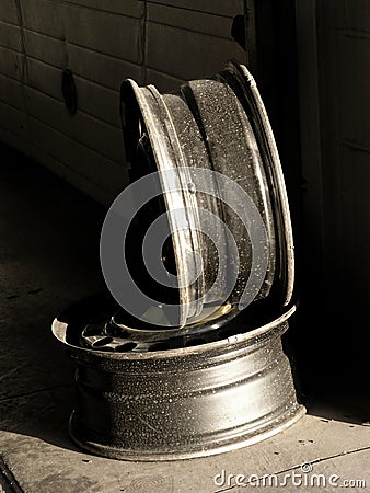 Automotive Service Shop, Wheel Rims Stock Photo