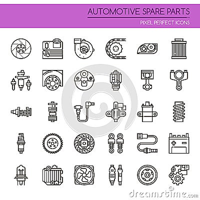 Automotive Spare Part Elements Vector Illustration