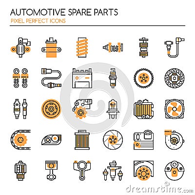 Automotive Spare Part Elements Vector Illustration