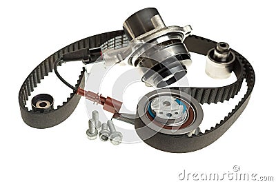 Automotive water pump repair kit timing belt tensioners parts Stock Photo