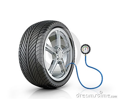 Automotive wheel with a pressure sensor Stock Photo