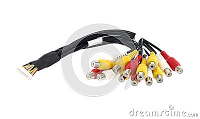 Automotive wiring bundle of wires isolated Stock Photo