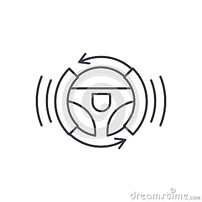 Autonomous auto, autopilot, gyropilot, automatic pilot, smart car steering wheel thin line icon. Linear vector symbol Vector Illustration