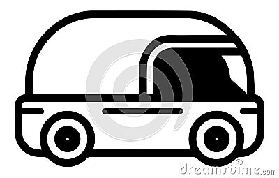 Autonomous Automobile linear icon. Self Driving Car vector concept outline symbol Vector Illustration