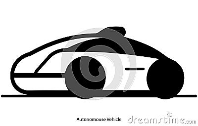 Autonomous Automobile linear icon. Self Driving Car vector concept outline symbol Vector Illustration