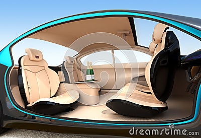 Autonomous car interior concept Stock Photo