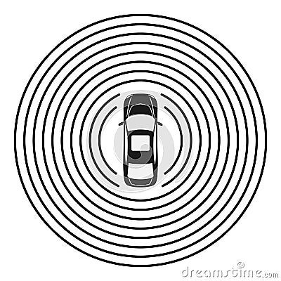 Autonomous car top view. Self driving vehicle. Vector Illustration