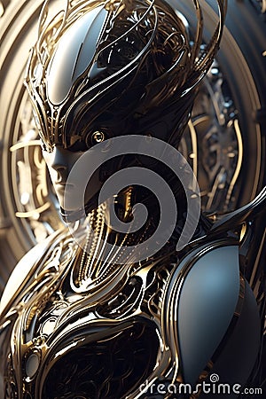 Autonomous cyborg endowed with AI having the ability to learn and adapt. Generative AI. Stock Photo
