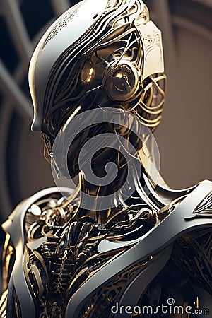 Autonomous cyborg endowed with AI having the ability to learn and adapt to new situations. Stock Photo