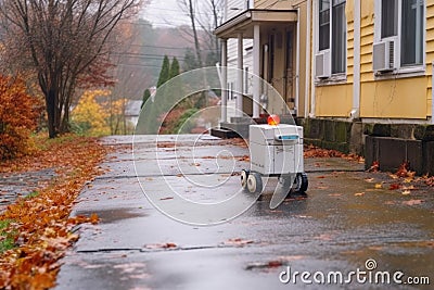 autonomous delivery robot avoiding obstacles Stock Photo