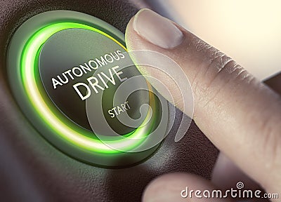 Autonomous Drive, Self-Driving Vehicle Stock Photo