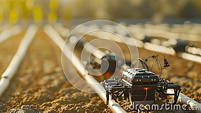 Autonomous robots optimizing crop growth Stock Photo