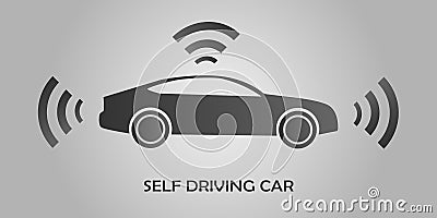 Autonomous self-driving Automobile sensors Smart Car Driverless vehicle Vector illustration Vector Illustration