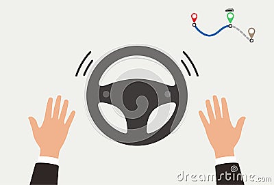 Autonomous self-driving concept, no touching, artificial intelligent, vector Vector Illustration