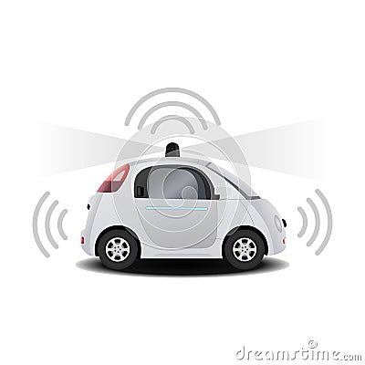 Autonomous self-driving (drive) driverless vehicle with radar 3D render Vector Illustration