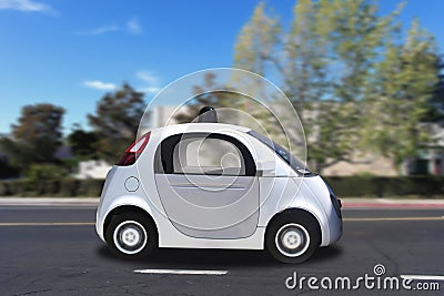 Autonomous self-driving driverless vehicle driving on the road Stock Photo