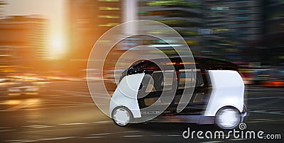 Autonomous self driving smart bus Stock Photo