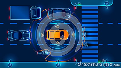 Autonomous smart car Vector Illustration