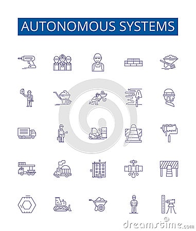 Autonomous systems line icons signs set. Design collection of Autonomous, Systems, Robots, Artificial, Intelligence Vector Illustration
