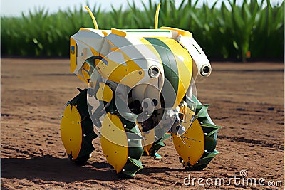 Autonomous tractor working in field created with Generative Ai Stock Photo