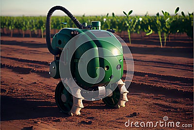 Autonomous tractor working in field created with Generative Ai Stock Photo