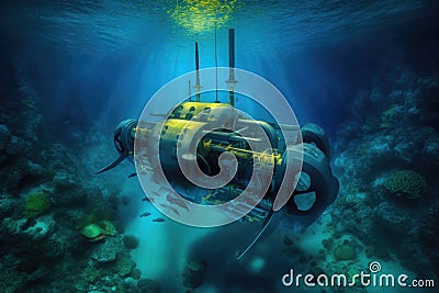 autonomous underwater vehicle exploring ocean depths Stock Photo
