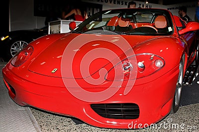 Autosalon Slovakia 2014 - Red Ferrari Spider F1 Editorial Stock Photo