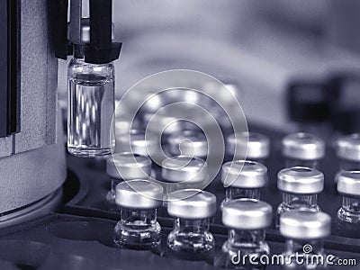 Autosampler vials for analysis Stock Photo