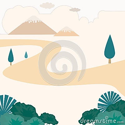 Autum lanscape or autum season, or autum view of green leaf and mountain with tree and orange cloud.1 Stock Photo