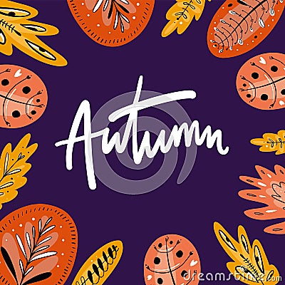 Autum. Season design. Leaves hand drawn vector illustration Cartoon Illustration