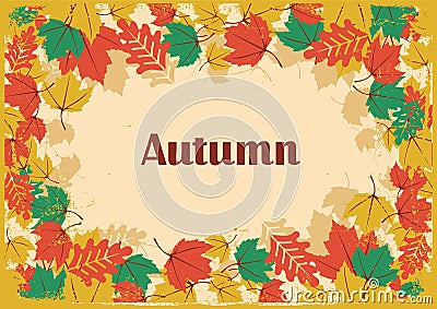 Autumm leaves vintage illustration. Vector Illustration