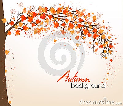 Autumn abstract background with colorful leaves. Vector Illustration