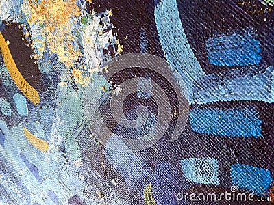 Autumn abstract painting art with natural acrylic textures on the canvas. Stock Photo