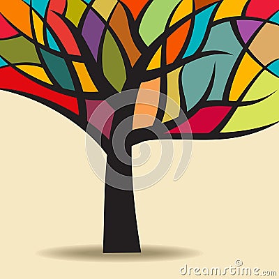 Autumn abstract tree with colours Vector Illustration