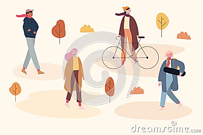 autumn activities park vector design Vector Illustration