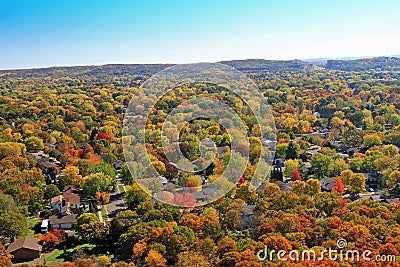 Autumn aerial residential Eau Claire Wisconsin Stock Photo