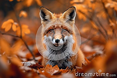 Autumn allure Beautiful red fox in an autumn forest scene Stock Photo