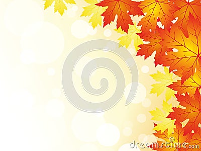 Autumn background. Autumn colored leaves framing large space for copy Vector Illustration