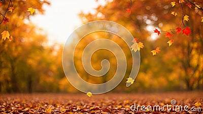 autumn background. Falling yellow leaves and park bokeh background with sun beams. Autumn landscape. autumn background with maple Stock Photo