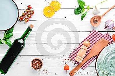 Autumn background food. Wine, dried fruits, spices. On a wooden background. Stock Photo