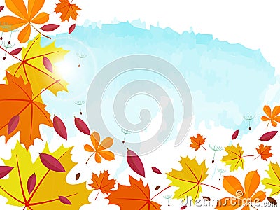 Autumn background. Frame for text decorated with autumn leaves. Vector Illustration