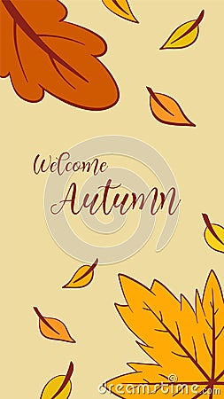 Autumn background illustration with falling leafs Vector Illustration