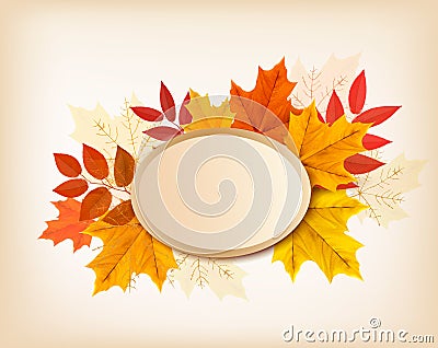 Autumn background with red, yellow, orange leaves. Vector Illustration