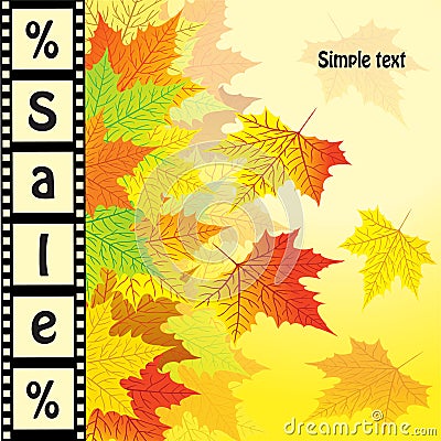 Autumn background with the word sale. Autumn discounts design. Vector Illustration