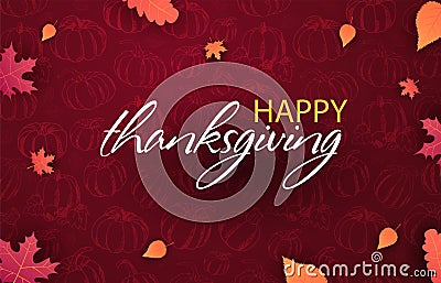 Autumn Backgrounds with Pumpkin. Thanksgiving day. For shopping sale, promo poster and frame leaflet, web banner. Vector Vector Illustration